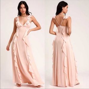 NEW - Lulu’s - Serene Scene Blush Ruffled Maxi Dress - Small